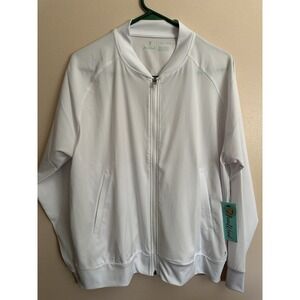 Iron Wood Golf Valentina Bomber Jacket Women's Full Zip White UPF 50 NEW Size XL